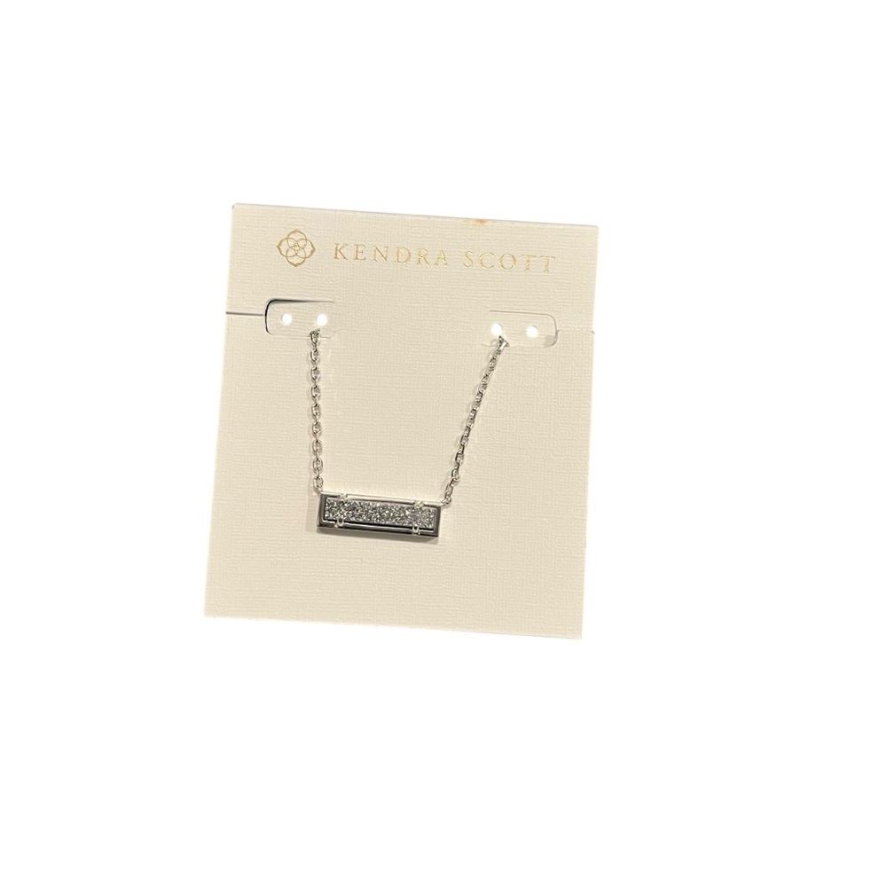 NWT, Kendra Scott Leanor Silver Short Pendant Necklace  in Platinum Drusy - Picture 10 of 12